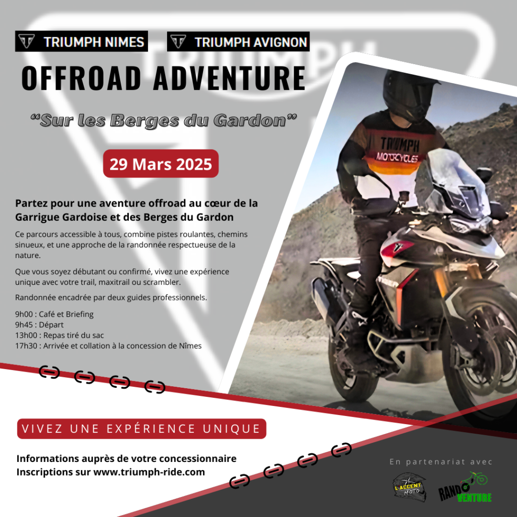 Triumph Offroad Adventure les gorges du Gardon Trail MaxiTrail