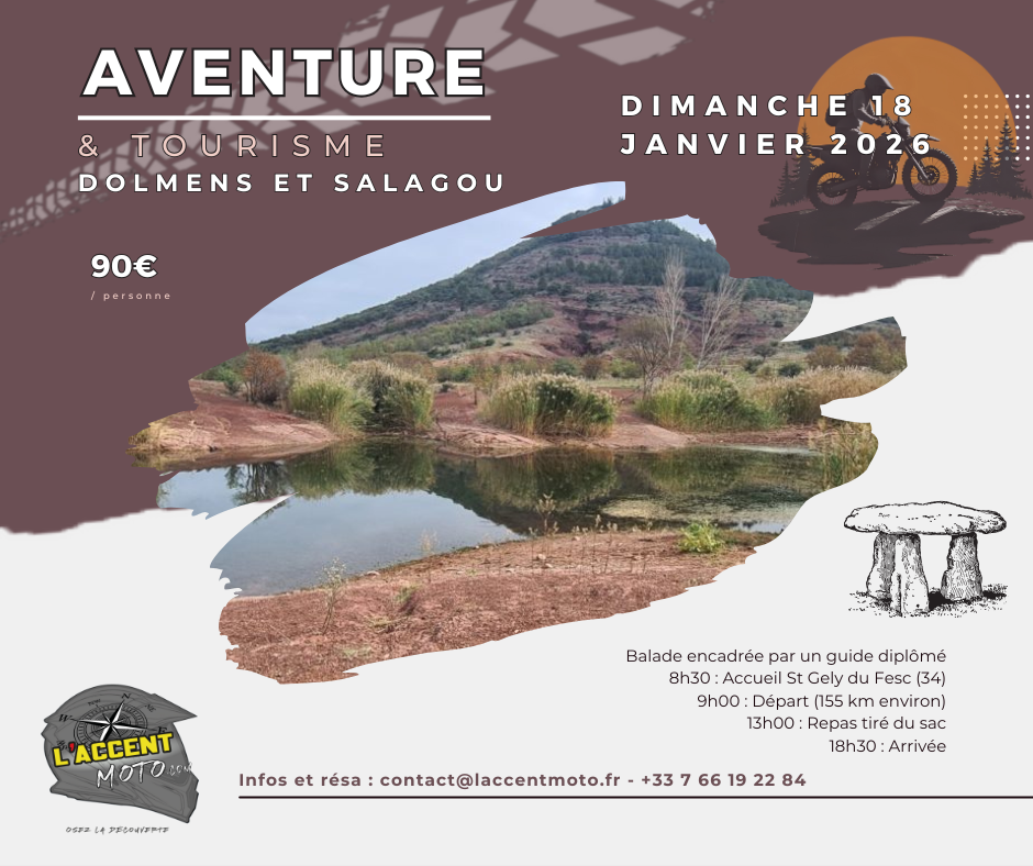 Dolmens et Salagou - Hérault - maxitrail offroad moto tourisme